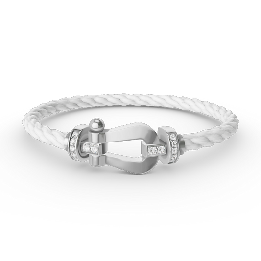 [Regalia Jewelry]FORCE LARGE HORSESHOE HALF DIAMOND BRACELET SILVER