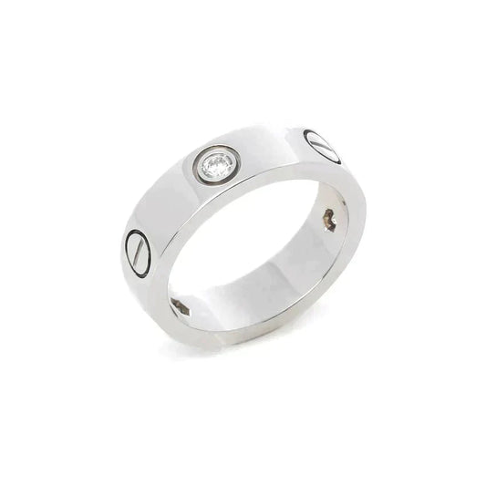 [Regalia Jewelry]LOVE RING 5.5MM 3 DIAMONDS SILVER