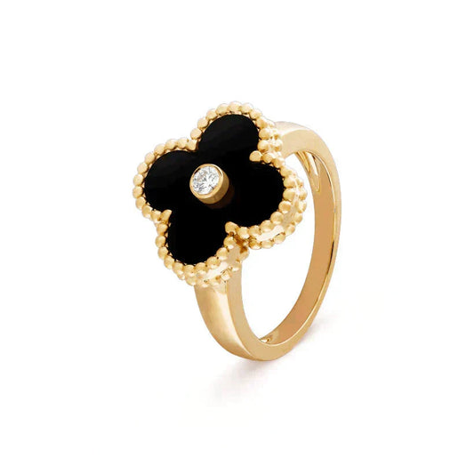 [Regalia Jewelry]CLOVER ONYX RING GOLD DIAMOND