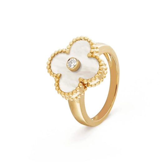 [Regalia Jewelry]CLOVER PINK MOP RING GOLD DIAMOND