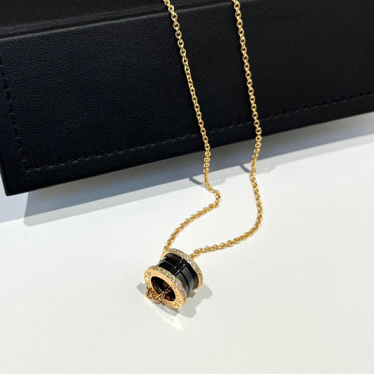 [Regalia Jewelry]ZERO 1 BLACK CERAMIC DIAMOND PINK GOLD NECKLACE